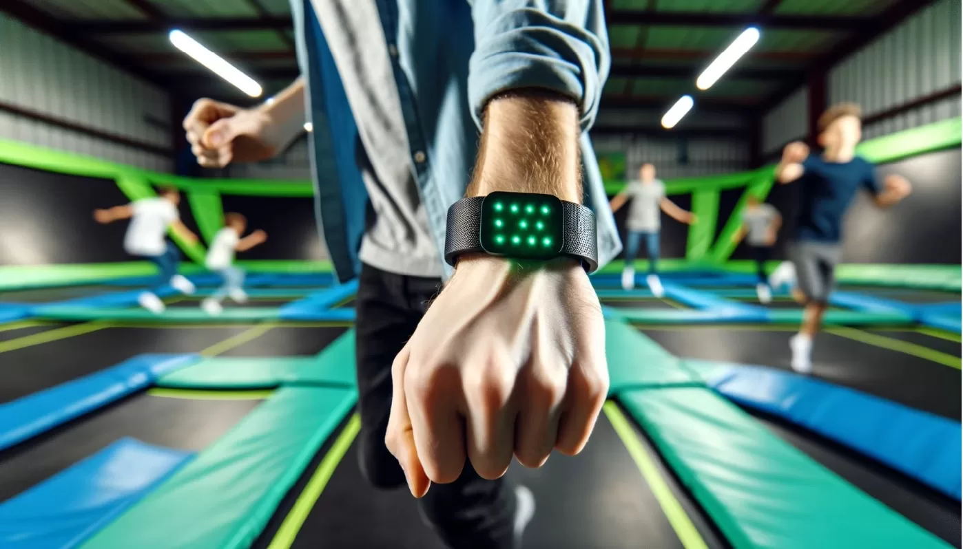 bracelet à led timer led com!pteur pour trampoline parc et vente d'activité à la minute korum ebooking gamme logiciel